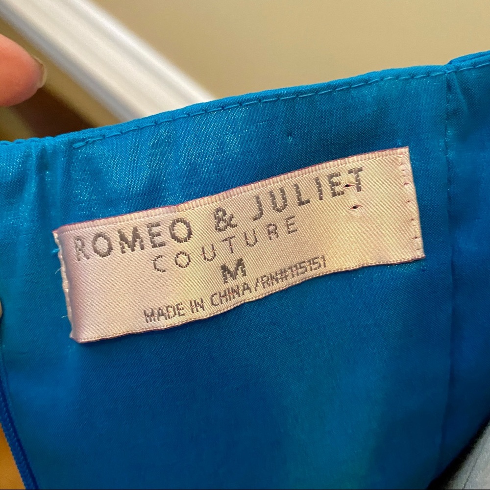 Romeo & Juliet Couture turquoise crepe stretch strapless dress - Picture 5 of 6